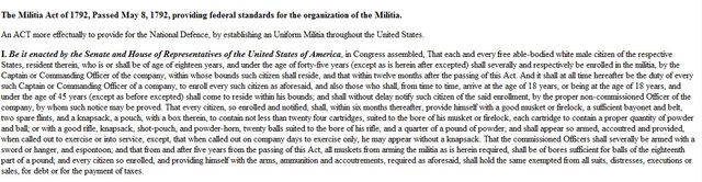 May 8, 1792  The Military Act of 1792