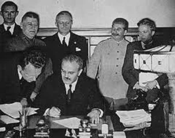 Nazi-Soviet Pact signed by Hitler and Stalin