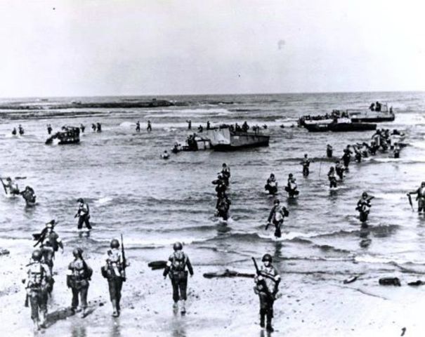 US and British troops land at several points on the beaches of Algeria and Morocco in French North Africa. The failure of the Vichy French troops to defend against the invasion enables the Allies to move swiftly to the western border of Tunisia, and trigg