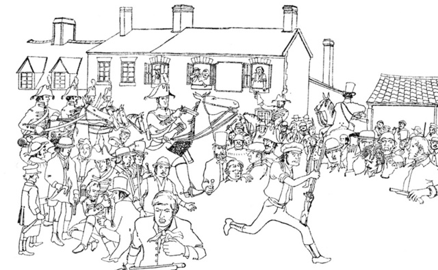 Luddites riot against new textile machines