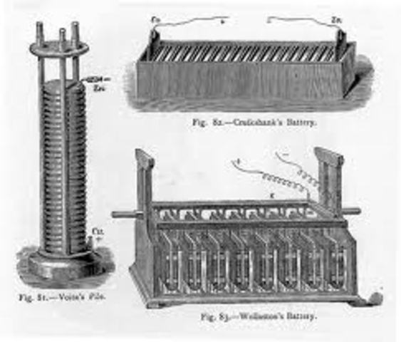 The first practical battery for storing electricity is used