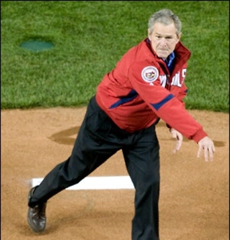 Bush throws first pitch for Nationals