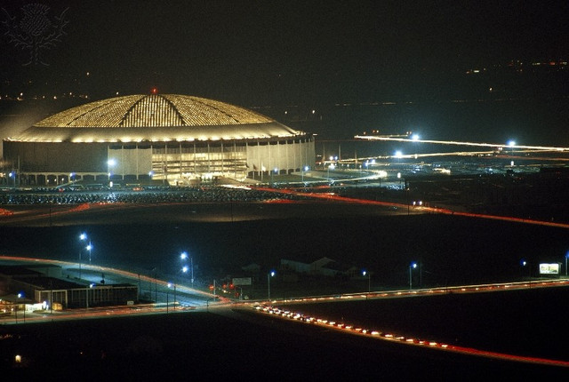 Houston Astrodome, the worlds first domed sports stadium opened.