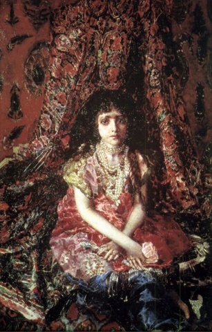 Девочка на фоне персидского ковра