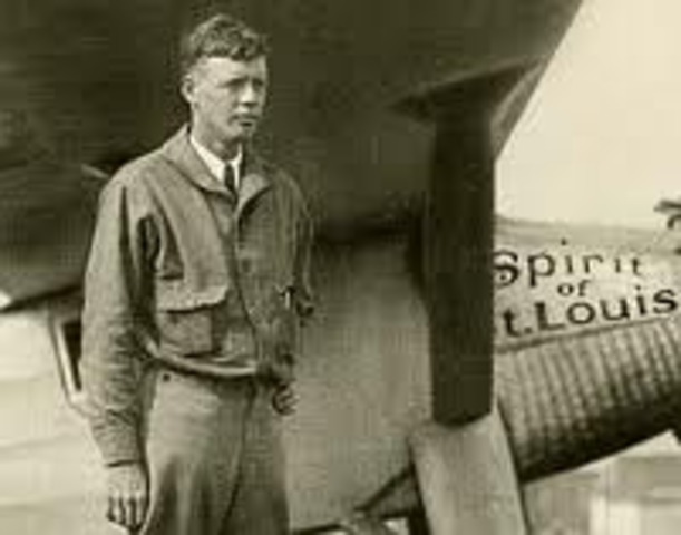 Charles Lindbergh flies across the Atlantic.
