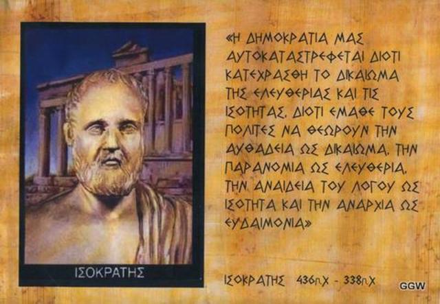 Isocrates, 338 Starves Self to Death after Lost Battle of Chaeonea