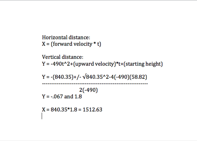 Projectile formulas