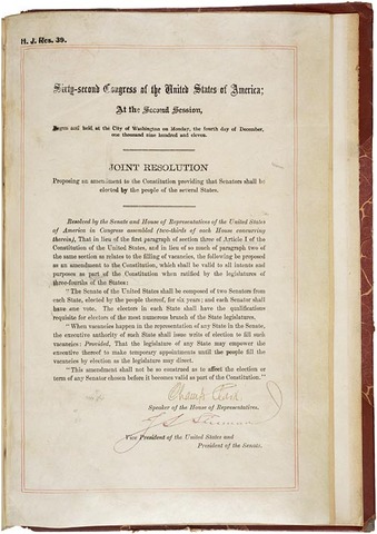 The Seventeenth Amendment: Direct Election of the U.S. Senators