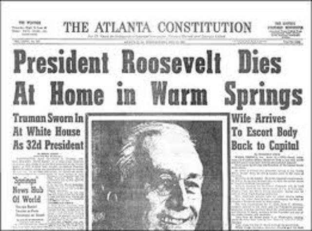 FDR dies, Harry S. Truman becomes President