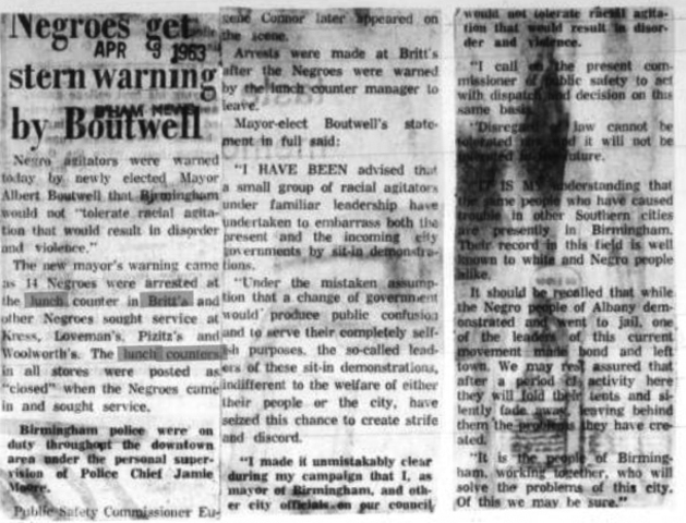 Sit-in Demonstrations at Downtown Birmingham Lunch Counters