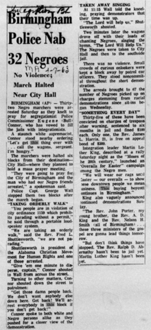 March from A.G. Gaston Motel toward City Hall is led by Rev. Fred Shuttlesworth