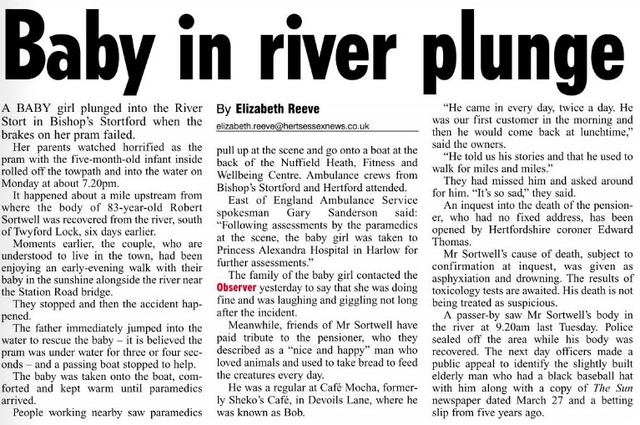 Baby plunges into Stort