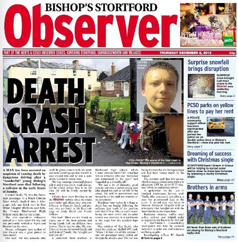 Young man dies after car hits wall in Stortford