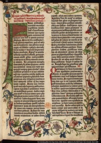 Gutenberg prints the first Bible