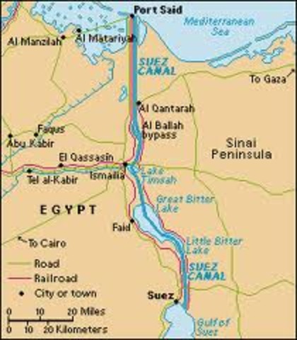 Suez Canal links the Mediterranean and Red Seas