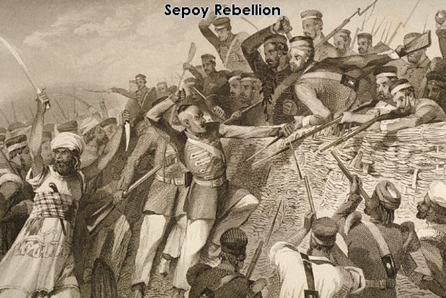 East India Company collapses due to Sepoy Rebellion; British Raj begins