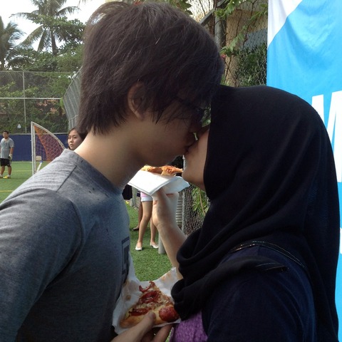 Our first kissing photo!