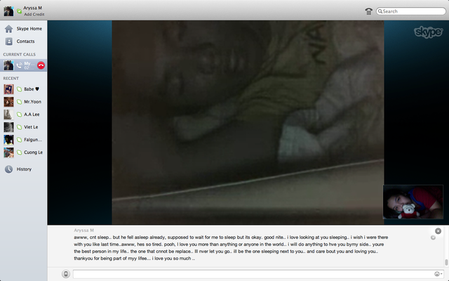 Our first sleep on Skype