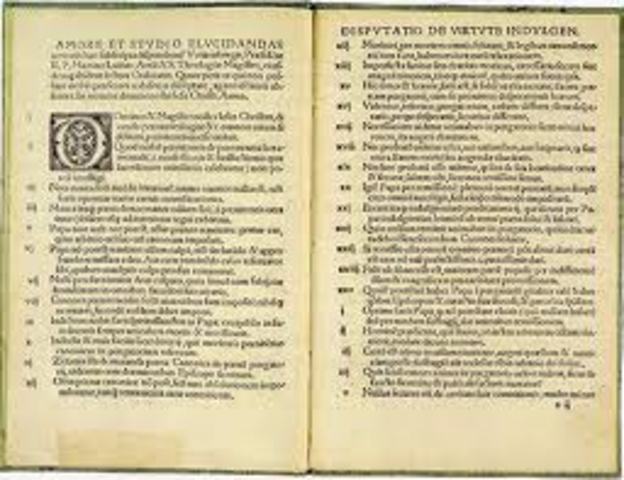 Martin Luther posts 95 Theses on the door of the castle church