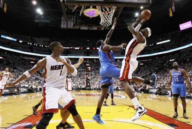 Miami beats Oklahoma city for NBA title.