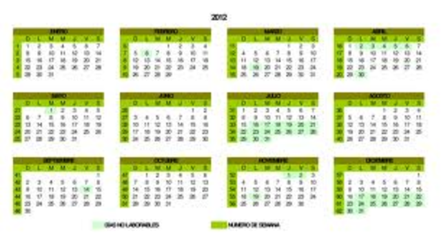 El calendario dias y mes