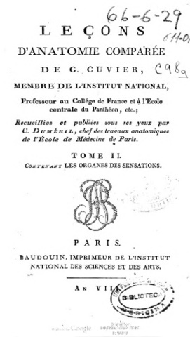 Cuvier: Leçons d’anatomie comparée,