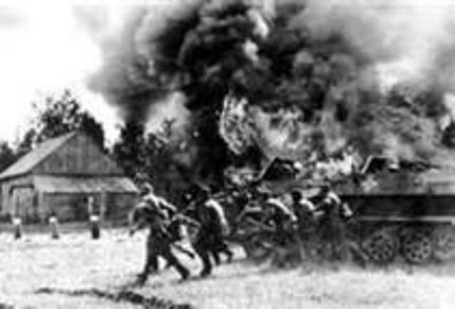 Hitler invades USSR breaking pact with stalin USSR joins England in fight against Nazis