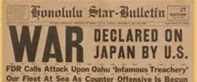 Japanese Attack Pearl Harbor US declares war on Japan Italy and Germany declare war on US