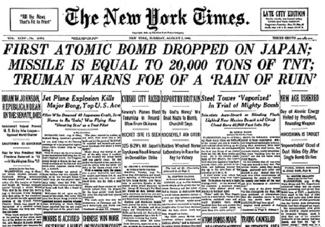 First Atomic Bombs dropped