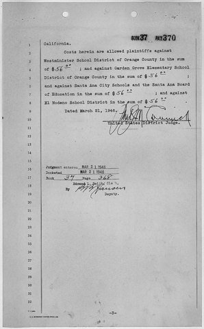 California Supreme Court (Mendez v. Westminister) ennds segregation of Hispanic Children