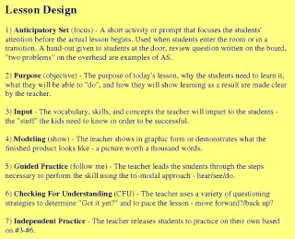 Planning for Effective Instruction Lesson Design