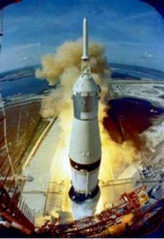 Apollo 7 is launched from Florida for an eleven day journey which will orbit the Earth 163 times