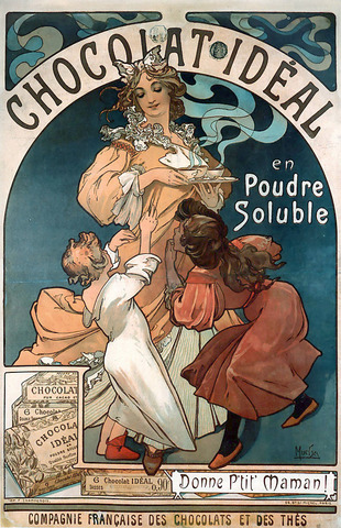 Alfons Marie Mucha - Affiche Chocolat Ideal
