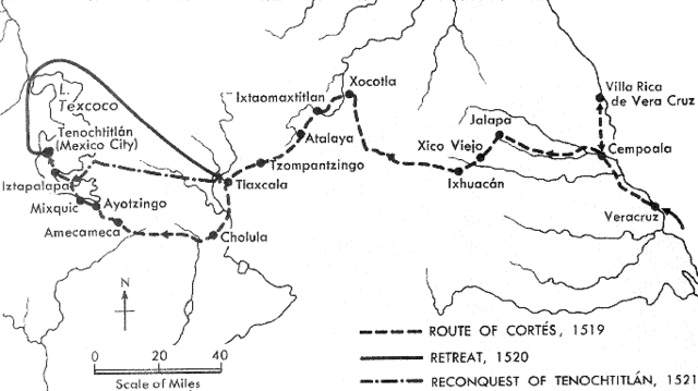 Cortes sets sail for Mexico.