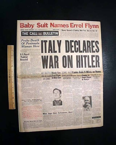 Italy declares war on Germany