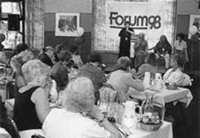 Delivers first public speech