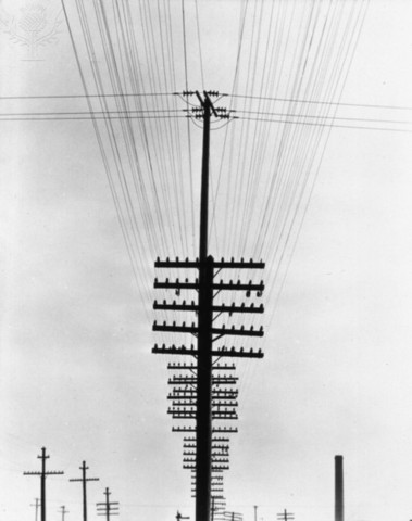 There is a telephone pole.