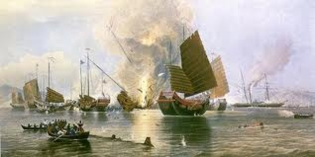 China and Britain clash in the Opium War