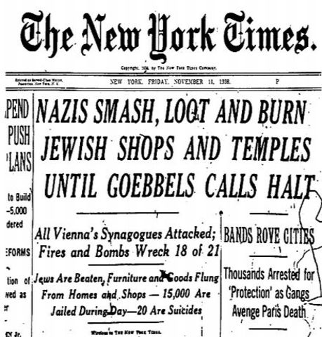 Kristallnacht (night of the falling glass)-Hitler destroys Jewish Neighborhoods