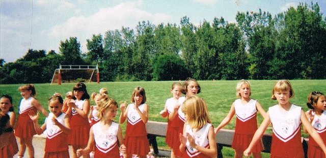 Brittany's first pee-wee cheerleading game