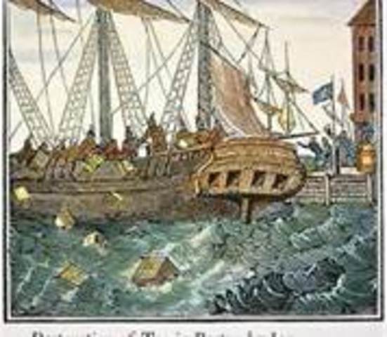 The tea act and the Boston tea party.