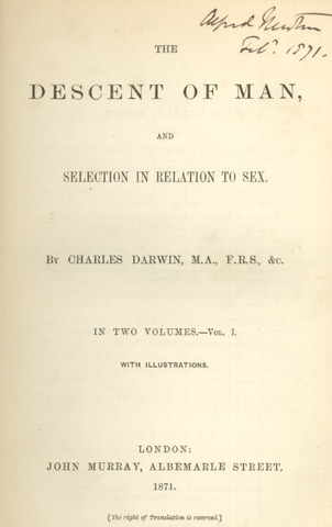 Publica "La ascendencia del hombre" ("Descent of man") - Darwin