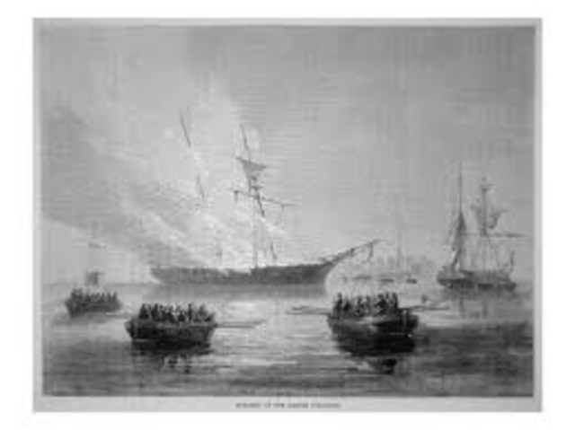 Colonists burn the British schooner Gaspee