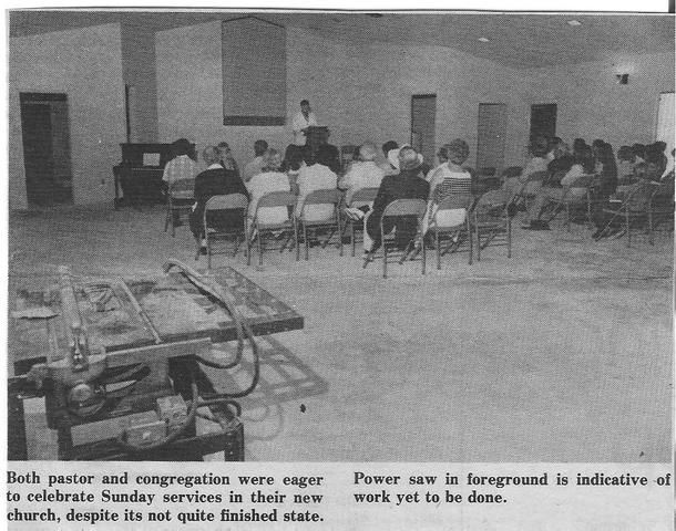 First service in new building.