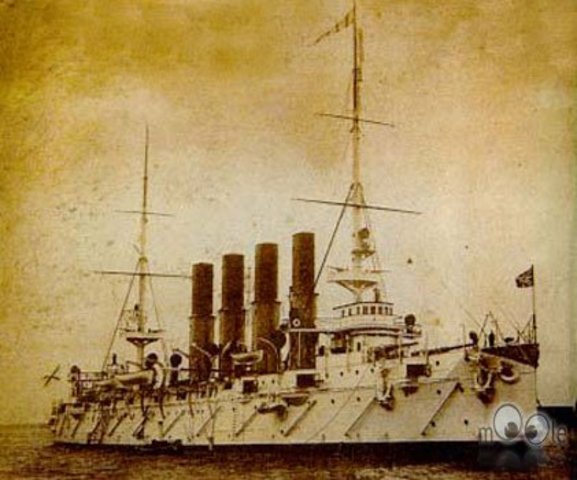 Прибытие в "Порт-Артур" командующего Тихоокеанским флотом вице-адмирала С.О. Макарова.