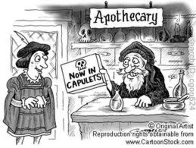 Romeo gets a poison to kill himself after recieving the news.