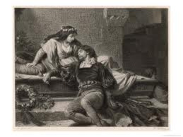 Juliet wakes up to find that Romeo has already taken the poison.