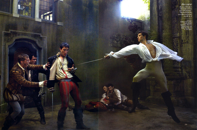 Romeo grows very angry and stabs Tybalt.