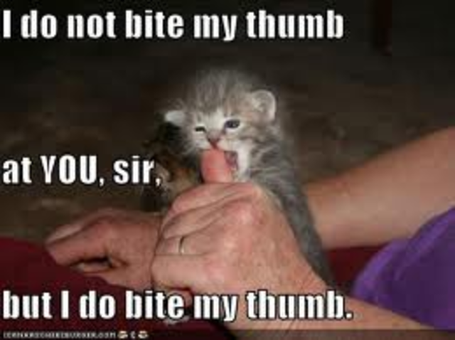 Biting my thumb