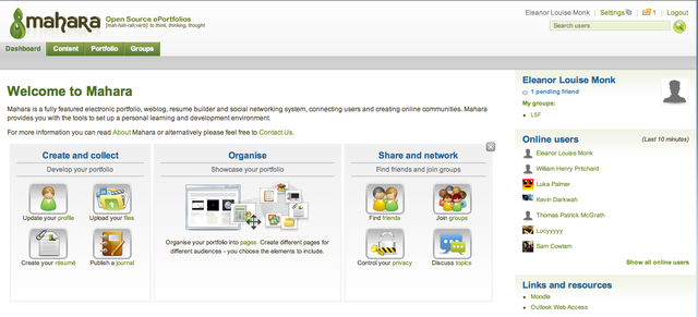 Activated my 'Mahara' blog